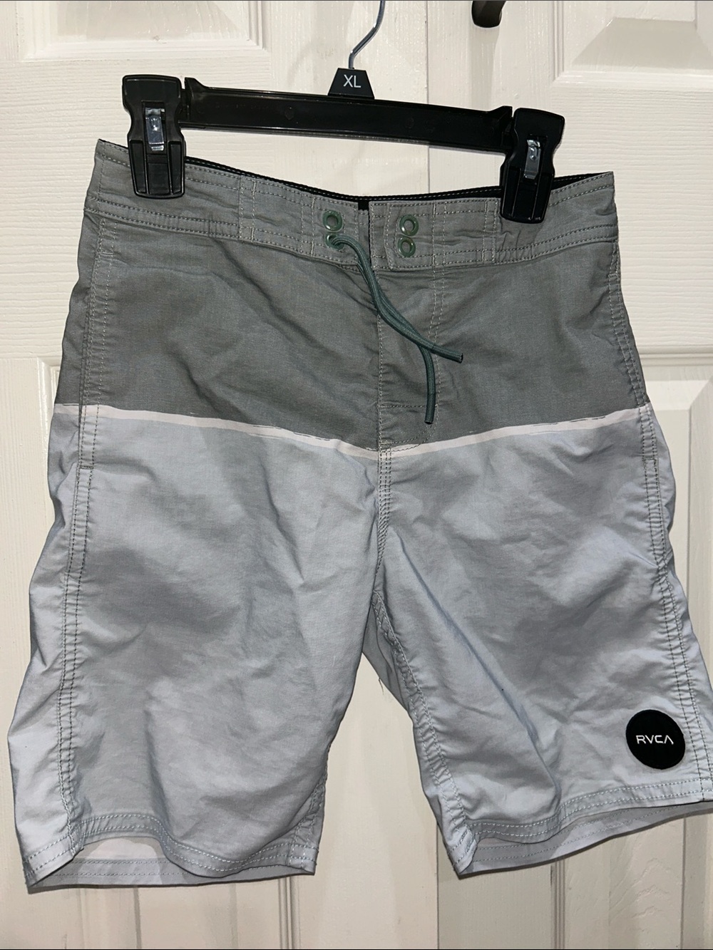 RVCA Grey and Sage Two-Tone Drawstring Board Shorts Boys size 24